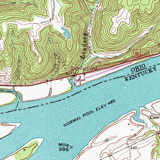 Topographic Map of Twin Islands Campground, OH