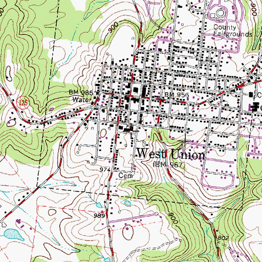 Topographic Map of West Union High School, OH