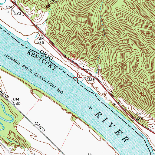 Topographic Map of Wyckoffs Landing, OH