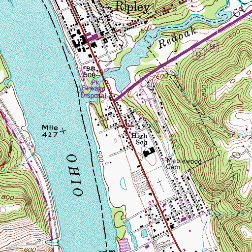 Topographic Map of East Ripley, OH