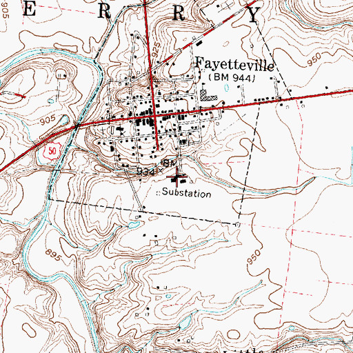 Topographic Map of Fayetteville High School, OH