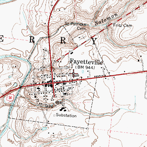 Topographic Map of Fayetteville Middle School, OH