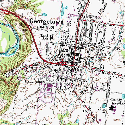 Topographic Map of Georgetown Junior-Senior High School, OH