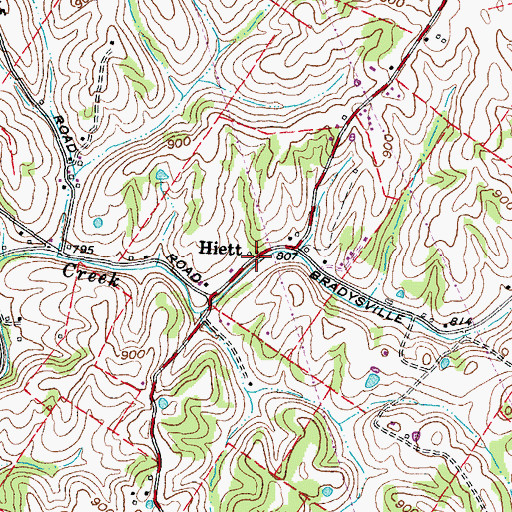 Topographic Map of Hiett, OH