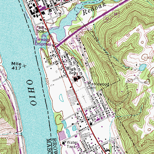 Topographic Map of Ripley-Union-Lewis High School, OH