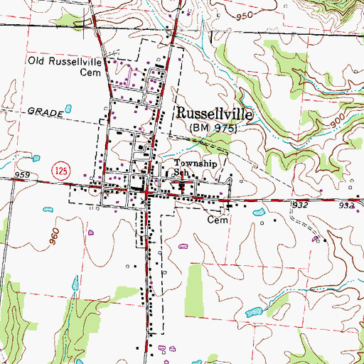 Topographic Map of Russellville Elementary School, OH