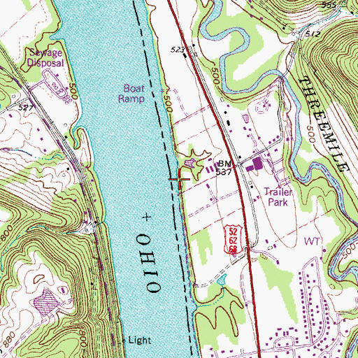 Topographic Map of Sheltons Landing, OH