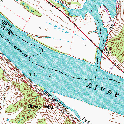 Topographic Map of Straight Creek Bar, OH