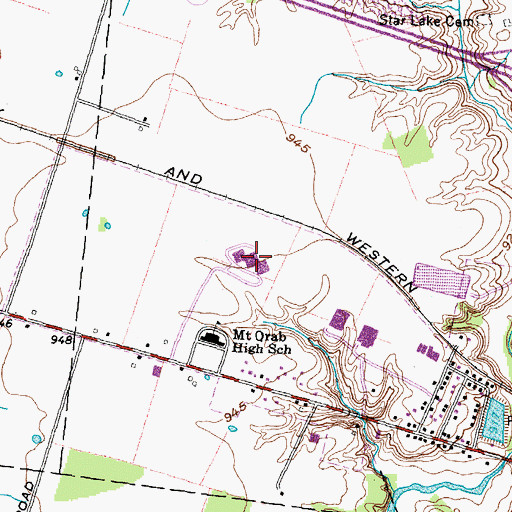 Topographic Map of Western Brown High School, OH