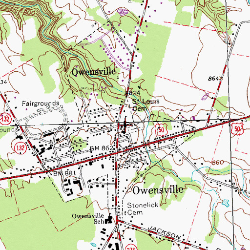 Topographic Map of Saint Louis School, OH