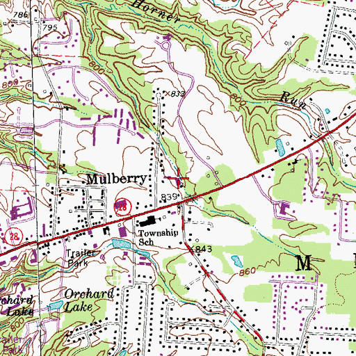 Topographic Map of Miami Township Hall, OH