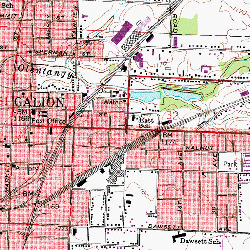 Topographic Map of Church of Christ, OH