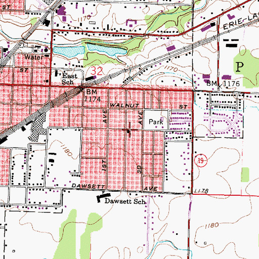Topographic Map of First Assembly of God Church, OH