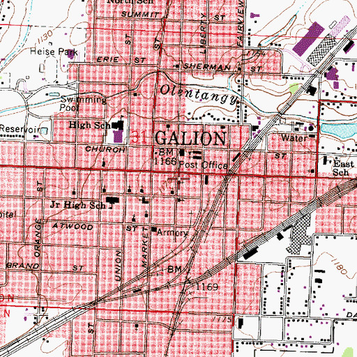 Topographic Map of First Lutheran Church, OH