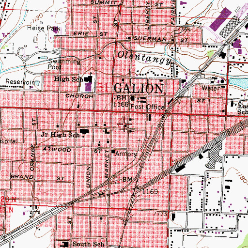 Topographic Map of First United Methodist Church, OH