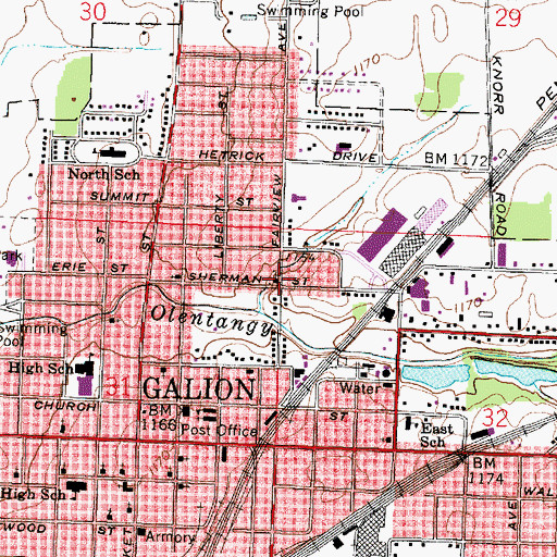 Topographic Map of Foursquare Church, OH
