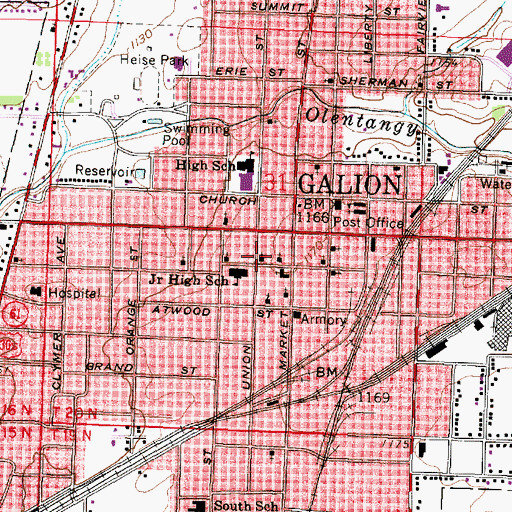 Topographic Map of Grace Episcopal Church, OH