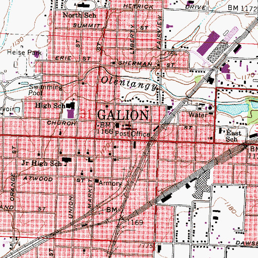 Topographic Map of Saint Joseph Catholic Church, OH