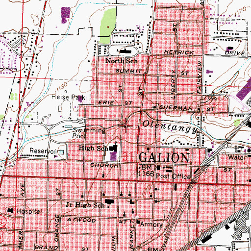 Topographic Map of Trinity Lutheran Church, OH