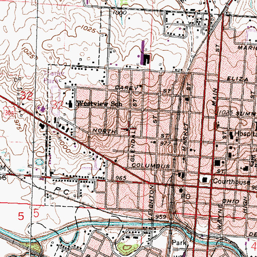 Topographic Map of Calvary Baptist Church, OH