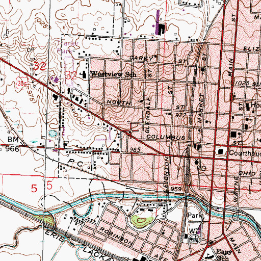 Topographic Map of Calvary Tabernacle, OH
