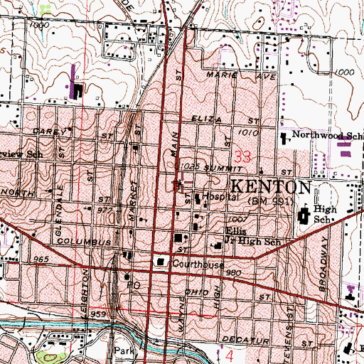 Topographic Map of First Christian Church, OH