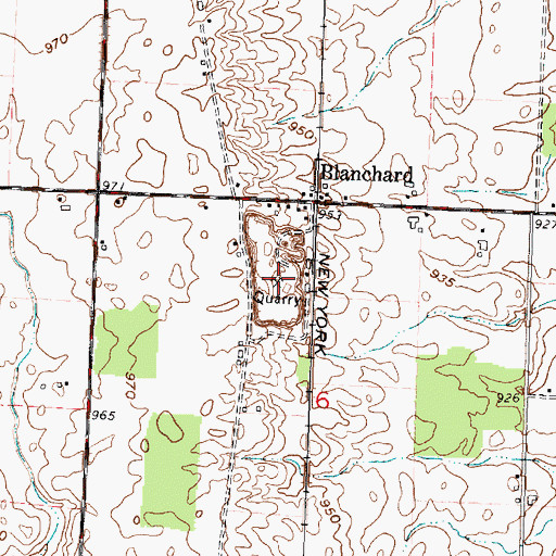 Topographic Map of Hardin Quarry, OH