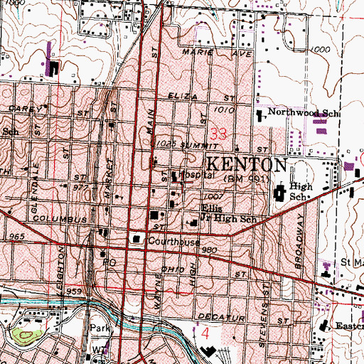 Topographic Map of Immaculate Conception Church, OH