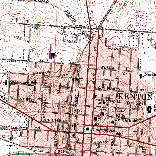 Topographic Map of Payne Chapel African Methodist Episcopal Church, OH