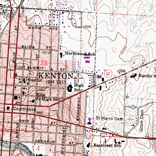 Topographic Map of Robinson Field, OH