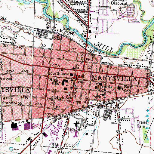 Topographic Map of First Congregational Church, OH