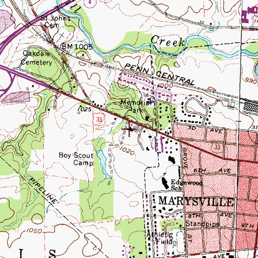 Topographic Map of Our Lady of Lourdes Catholic Church, OH