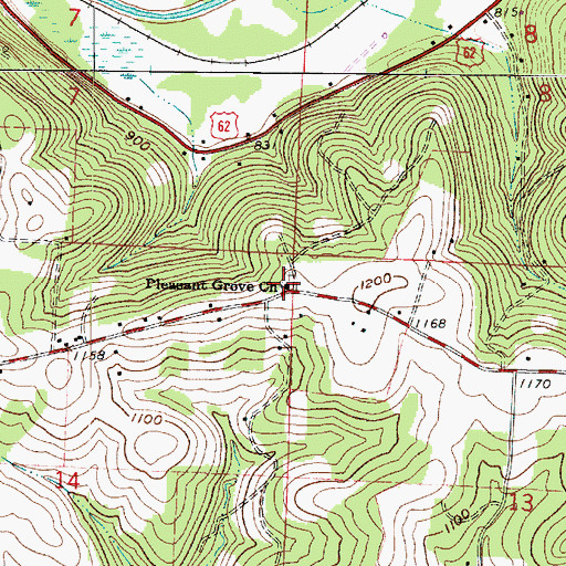 Topographic Map of Pleasant Grove School (historical), OH