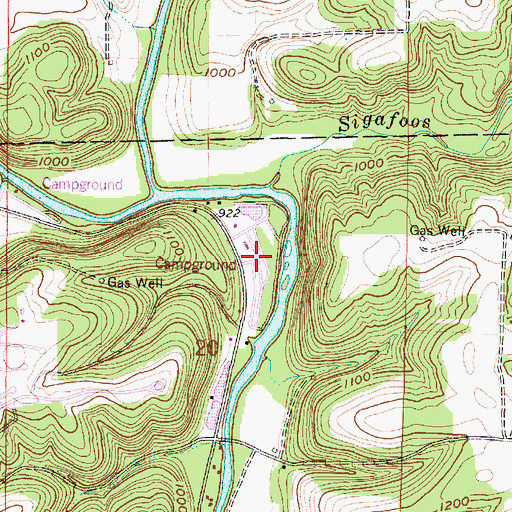 Topographic Map of Pleasant Valley Campground, OH