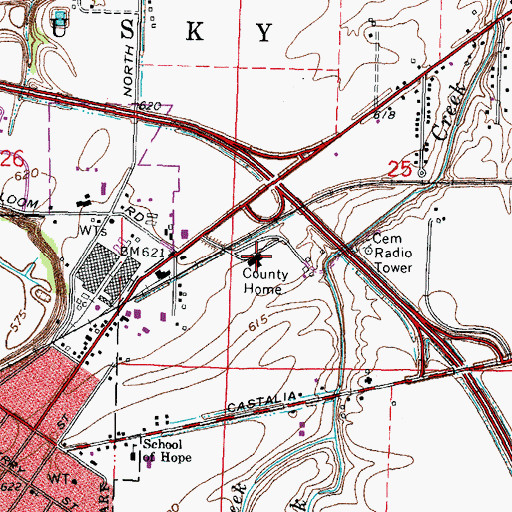 Topographic Map of Country Care Center, OH