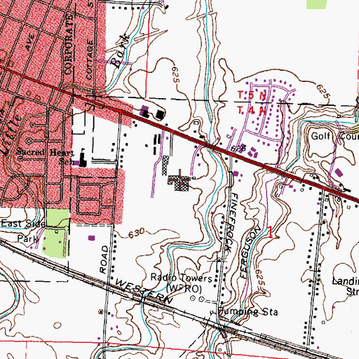 Topographic Map of Fremont Plaza Shopping Center, OH