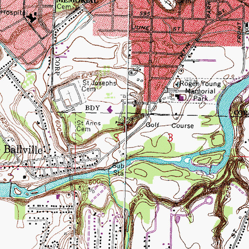 Topographic Map of Our Lady of the Pines School, OH