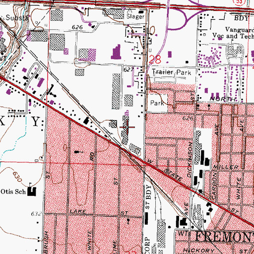 Topographic Map of Potter Village Shopping Center, OH