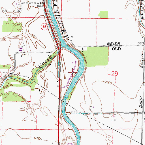Topographic Map of Sandusky Scenic River State Access Area, OH