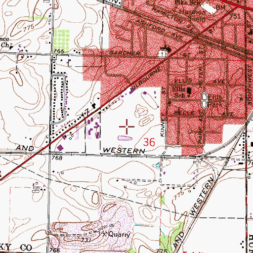 Topographic Map of Twin Lakes Golf Course, OH