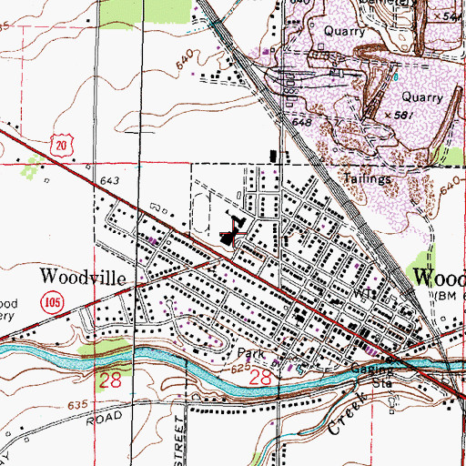 Topographic Map of Woodmore Elementary School, OH