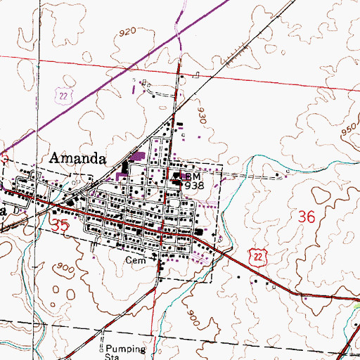 Topographic Map of Amanda Elementary School, OH