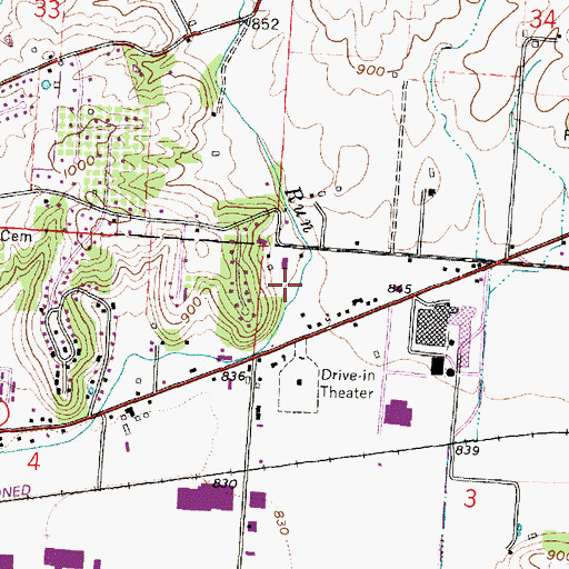 Topographic Map of Applegate Cemetery, OH