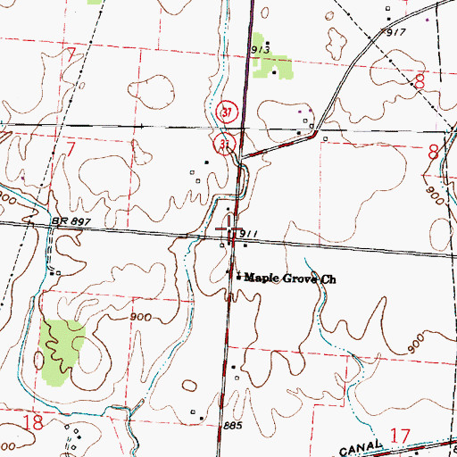 Topographic Map of Baughman School (historical), OH