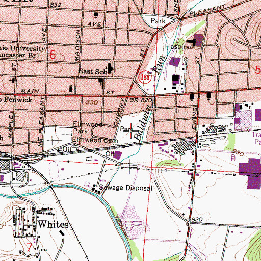Topographic Map of Burnham Park, OH
