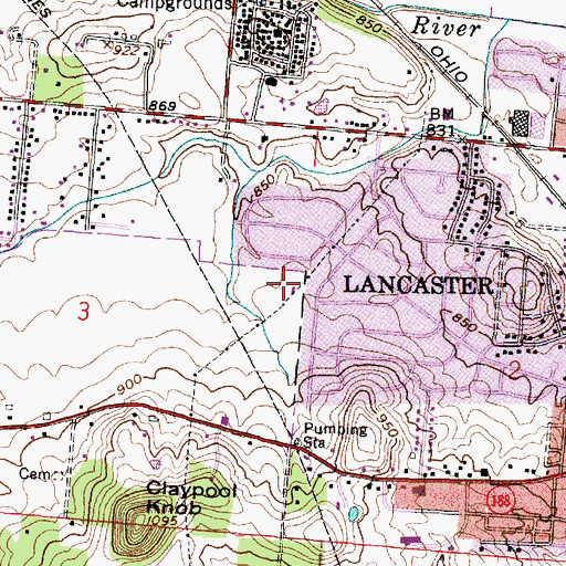 Topographic Map of Cedarlen Park, OH