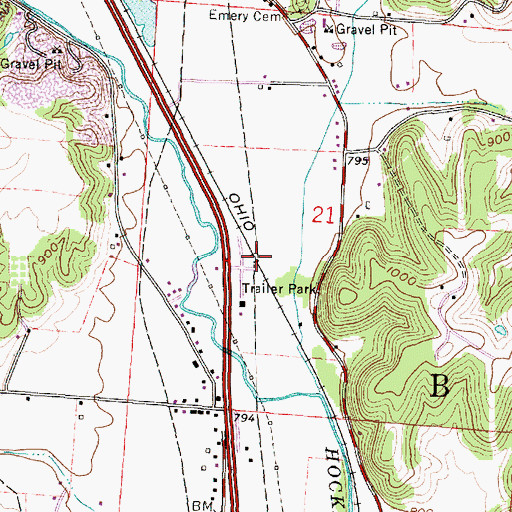 Topographic Map of Eckerts Siding (historical), OH