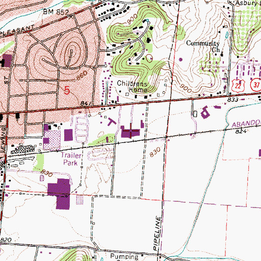 Topographic Map of Harts Shopping Center, OH