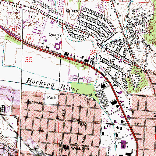 Topographic Map of Hocking Valley Mall Shopping Center, OH
