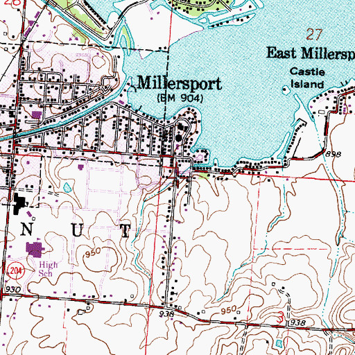 Topographic Map of Holiday Bridge, OH